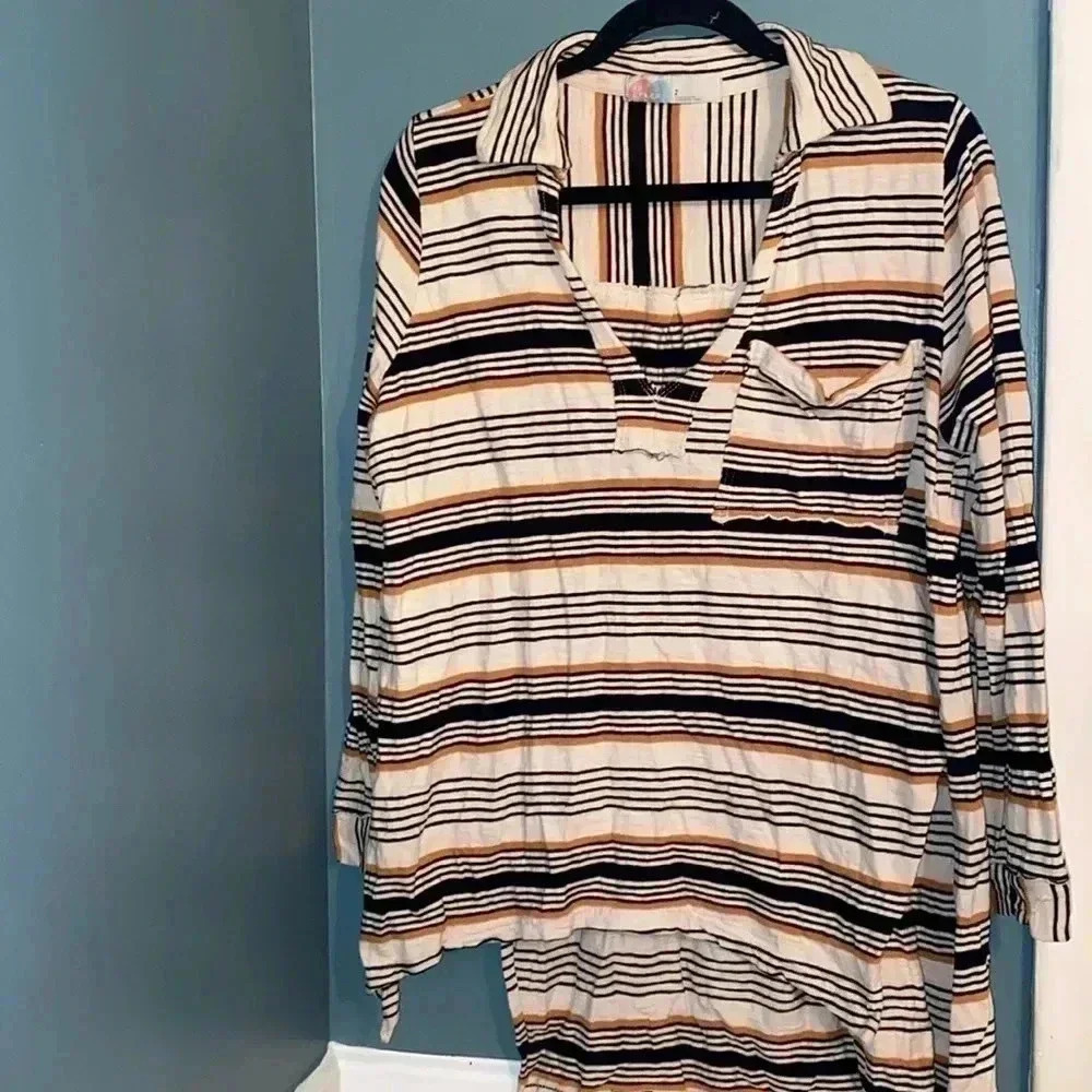Free People Beach - women’s 100% cotton long sleeve stripe top - small